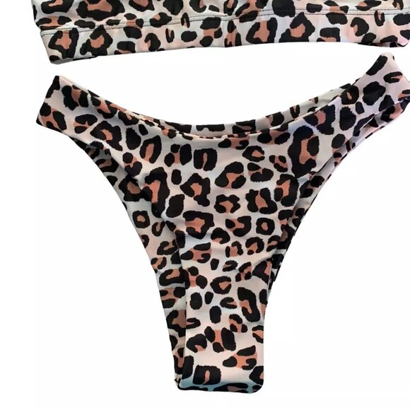 SweatyRocks Leopard Print Bikini Set Swimsuit Size Small Adjustable Straps - Picture 6 of 9